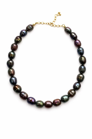 Black Tahiti baroque pearl necklace main image