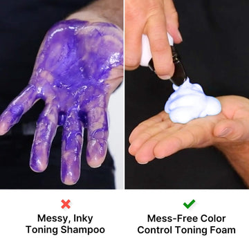Color Wow Color Control Purple Toning and Styling Foam mess-free comparison