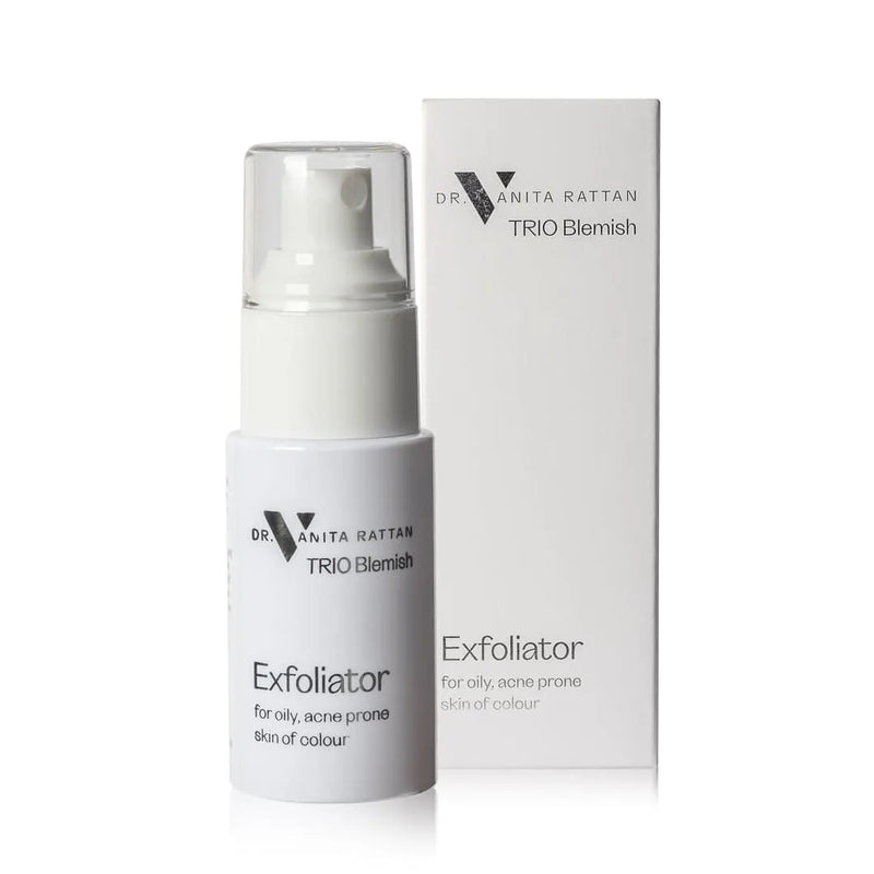 TRIO Blemish Exfoliator product and box by Skincare by Dr.V