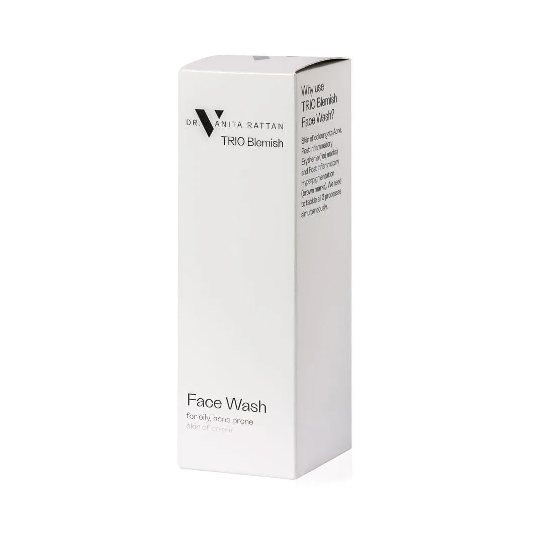TRIO Blemish Face Wash box packaging by Skincare by Dr.V