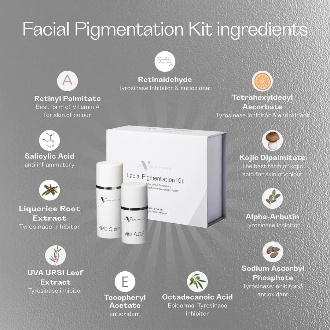 Facial Pigmentation Kit ingredients infographic by Skincare by Dr.V