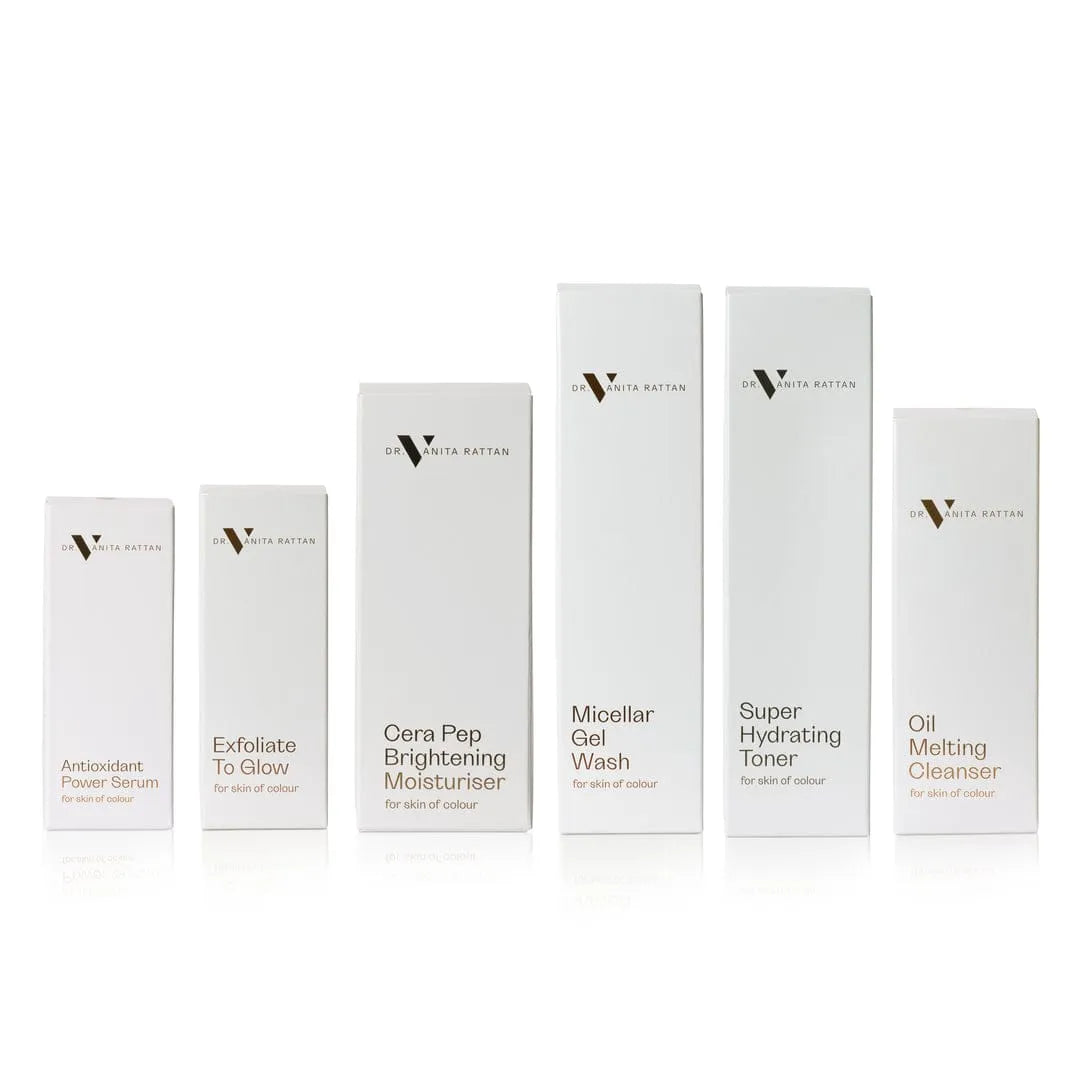 Dr. V Complete Skincare Range box lineup