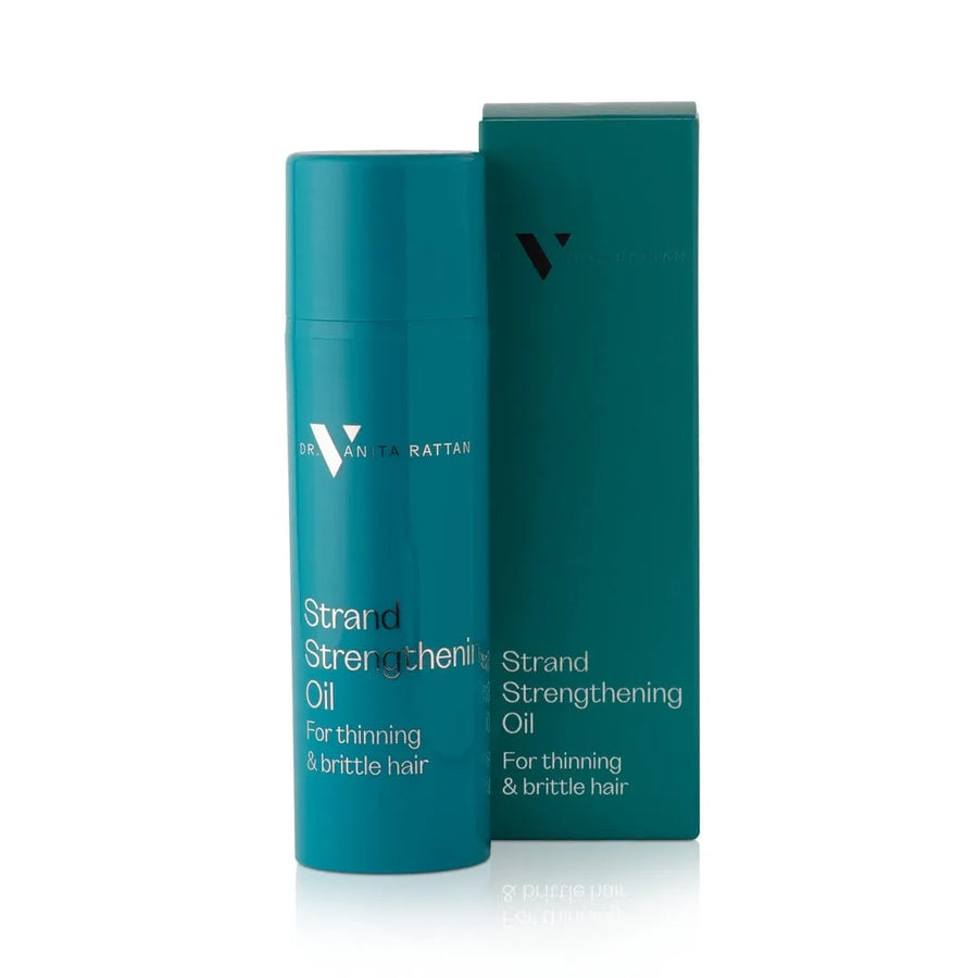 Strand Strengthening Oil product bottle and box by Skincare by Dr.V