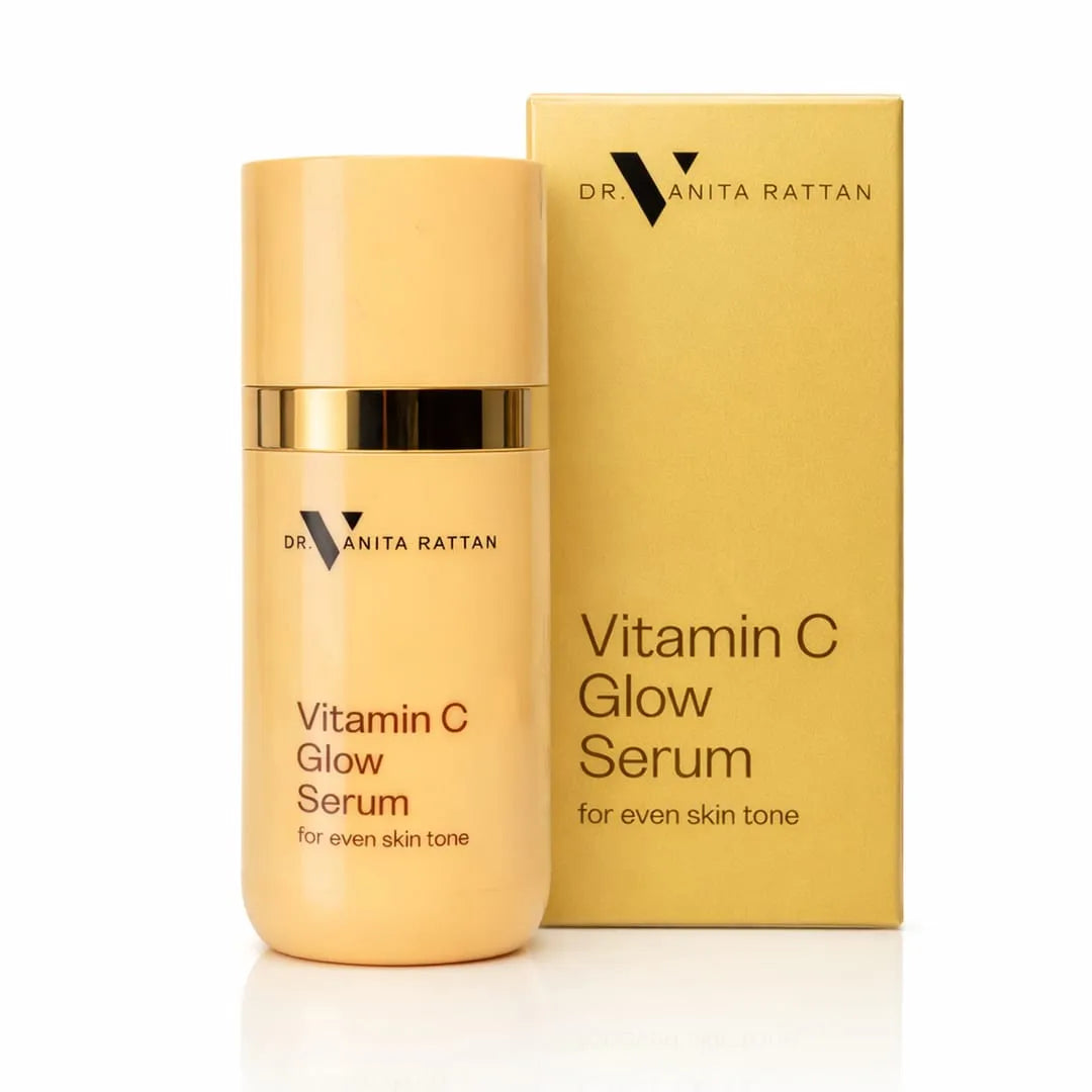Vitamin C Glow Serum product bottle and box by Skincare by Dr.V