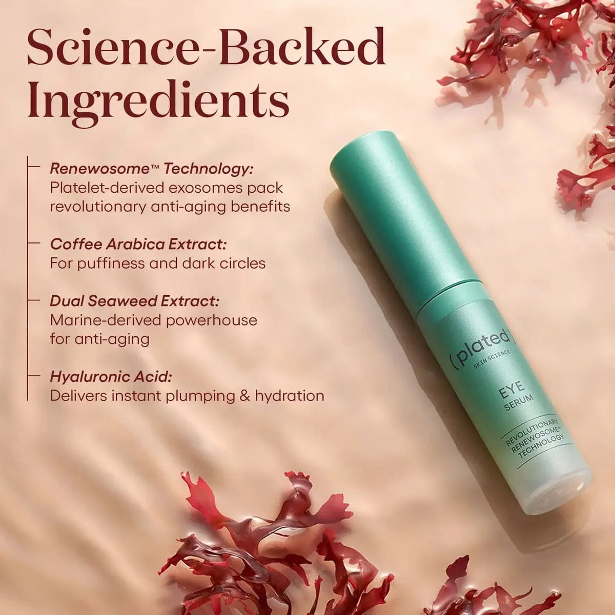 PLATED Eye Serum ingredients infographic