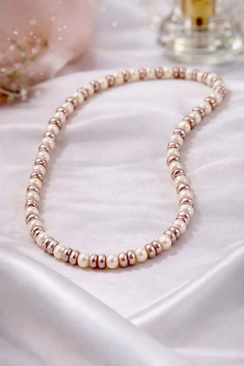 Aurelle Kyoto Blossom Pearl Necklace blush flatlay image