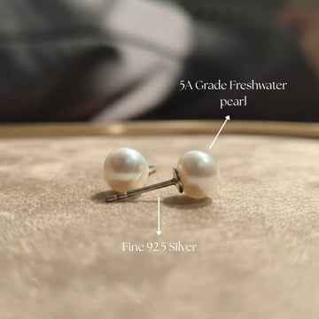 Freshwater pearl stud earrings 5A freshwater pearl and fine 92.5 silver detail