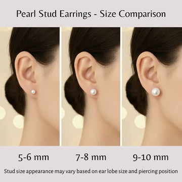 Freshwater pearl stud earrings size comparison 5 to 6 mm 7 to 8 mm 9 to 10 mm