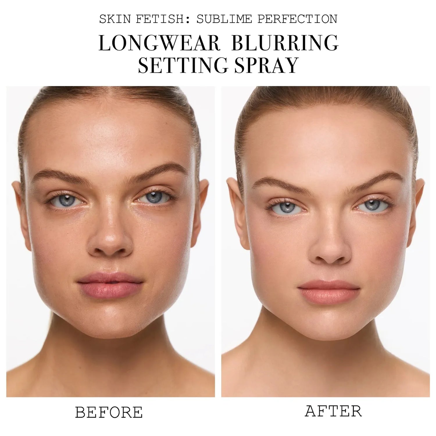 Pat McGrath Labs Longwear Blurring Setting Spray before and after image